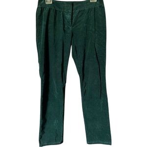 LOFT PETITE womens emerald green velvet straight leg pants